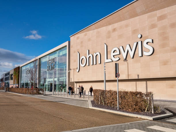 John Lewis Department Store Exterior, Vangarde Shopping Centre, York, UK 2 February 2018: York, North Yorkshire, UK - Vangarde Shopping Centre, with John Lewis, Next Home and M&S, shoppers walking along. york yorkshire photos stock pictures, royalty-free photos & images