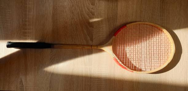 Badminton rackets and shuttlecock in the close-up