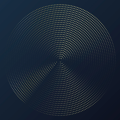 Abstract circle 3d  background with bends and waves points template. Ripple waves on a black background. Abstract round retro pattern in pop art style. Vector illustration