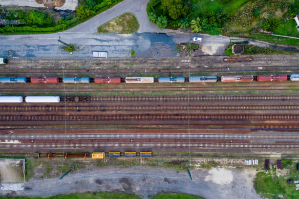 istock Aerial view of railroad 1165342455