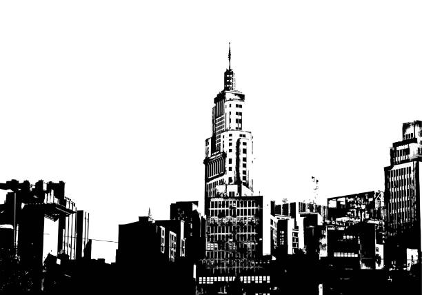 ilustrações, clipart, desenhos animados e ícones de ilustração do esboço da skyline de sao paulo - são paulo