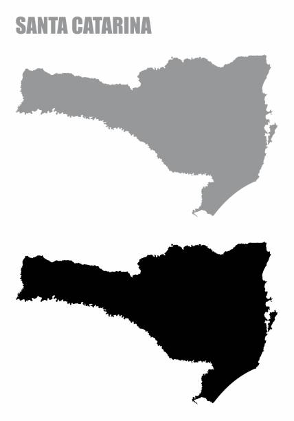 ilustrações de stock, clip art, desenhos animados e ícones de santa catarina state silhouette maps - topography map contour drawing outline