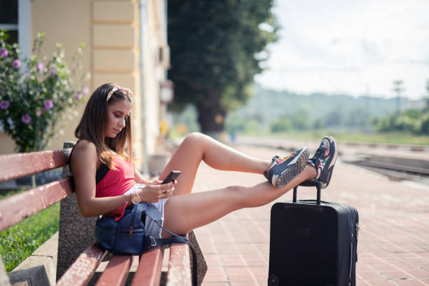 istock Girl waiting for train transport. 1165344688