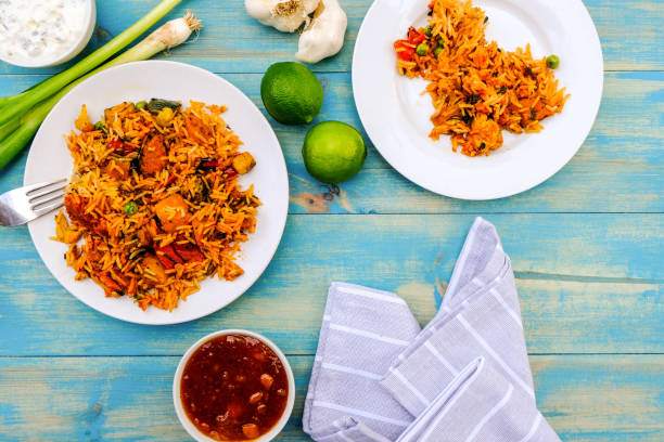 istock Vegetable Biryani Indian Curry With Mango Chutney and Basmati Rice 1165347532