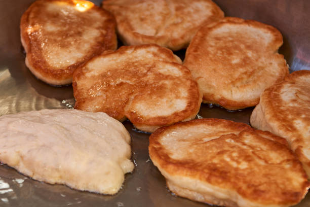 istock Large flour pancakes, baked in a large skillet. 1165347661