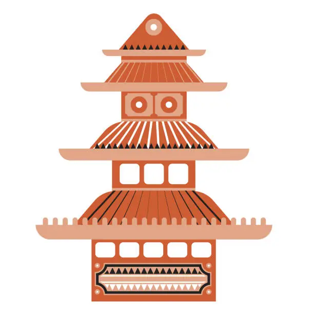 Vector illustration of San-Francisco Chinatown building simple illustration on white background