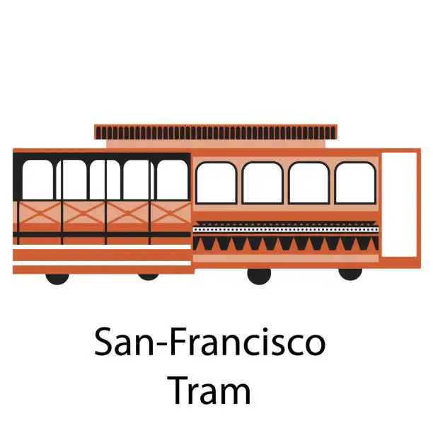 Vector illustration of San-Francisco tram simple illustration on white background