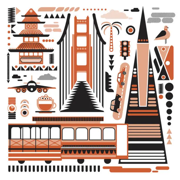 Vector illustration of San-Francisco pattern simple illustration on white background
