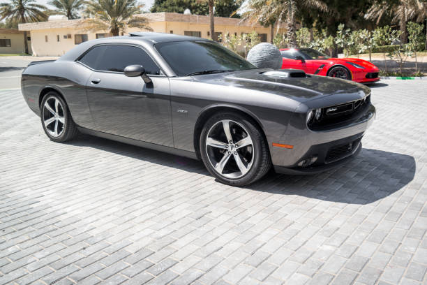Dodge Challenger in a shinny Gray color (silver) - Modified V8 engine Dodge Challenger in a shinny Gray color (silver) - Modified V8 engine
- Abu Dhabi, UAE July 07, 2019 dodge charger stock pictures, royalty-free photos & images