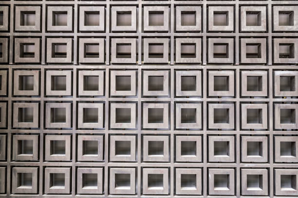 istock Perspective detail of iron square wall decoration 1165352355