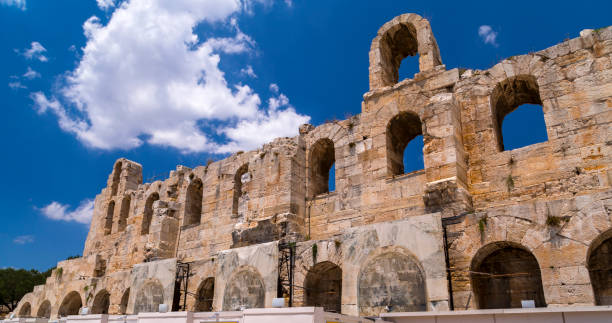 odeon de herodes atticus em atenas - herodes atticus - fotografias e filmes do acervo