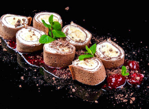 istock Tiramisu Sushi Roll garnished, Mint 1165353650