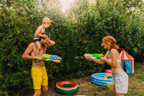 Water battle in our yard
