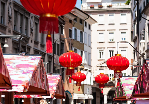 Colourful chinese lanterns at the market