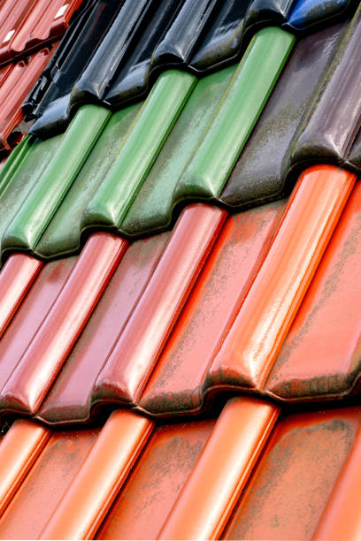 istock Full frame abstract roof tile pattern - different roof tiles - close up - 1165358099