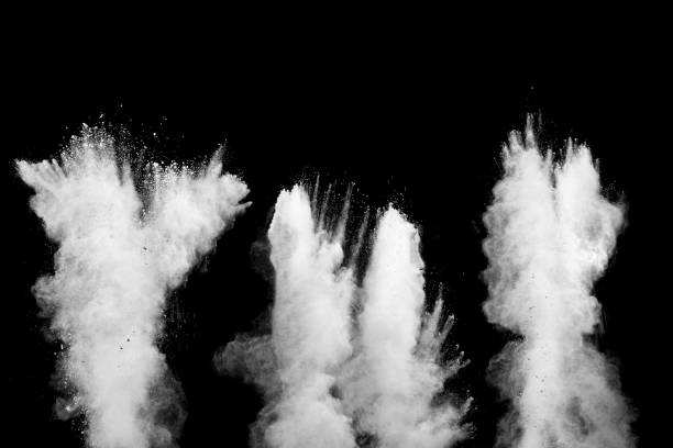 istock White smoke blow on dark background. 1165360576