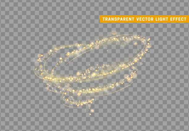 ilustrações de stock, clip art, desenhos animados e ícones de swirl golden light effect. stardust gold glitter. - circle glamour shiny glowing