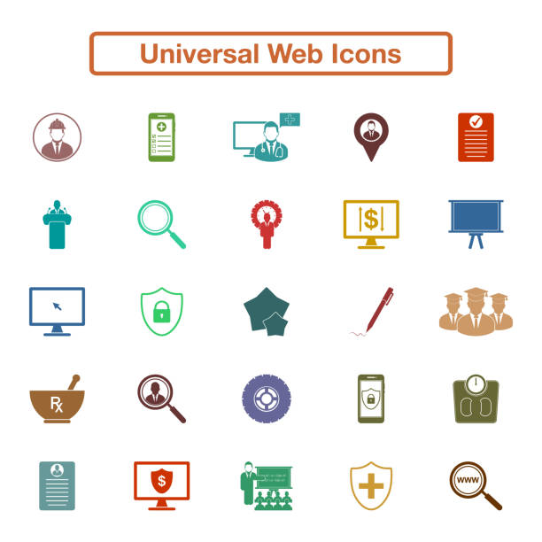ilustraciones, imágenes clip art, dibujos animados e iconos de stock de conjunto de iconos web universal. vector de estilo plano eps. - gaining weight audio