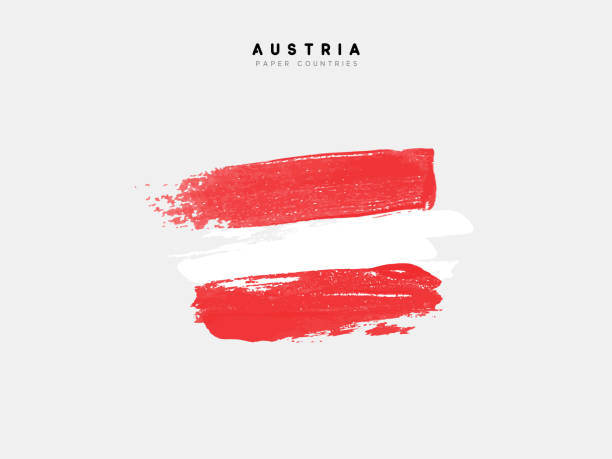Flag of Austria. Flag of Austria. Processed with realistic watercolor ink. Isolated on white background Austria stock illustrations
