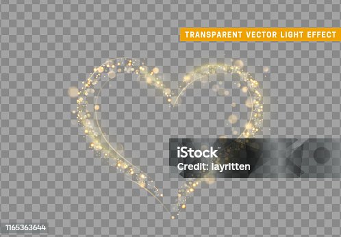 istock Golden heart of glitter light effect. 1165363644