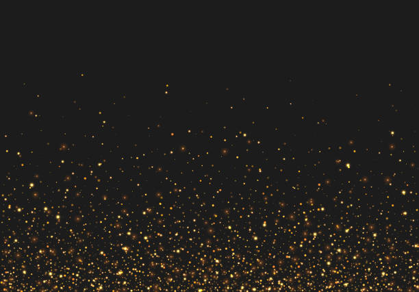 ilustraciones, imágenes clip art, dibujos animados e iconos de stock de efecto de luz de brillo dorado. fondo brillante partículas de confeti. - christmas backgrounds glitter star shape