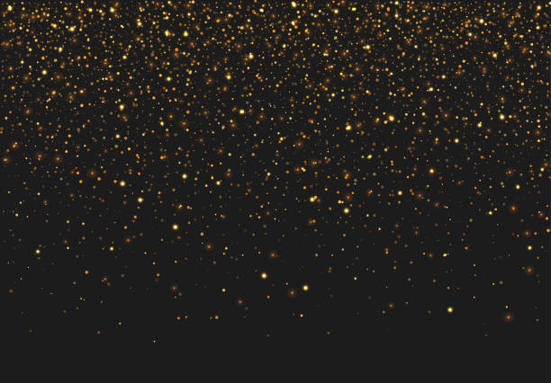 ilustrações de stock, clip art, desenhos animados e ícones de golden glitter light effect. background bright shining confetti particles. - bg