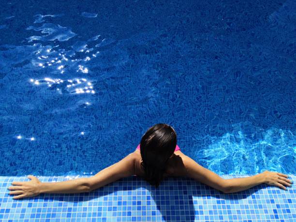 istock Woman chilling at the pool 1165366864