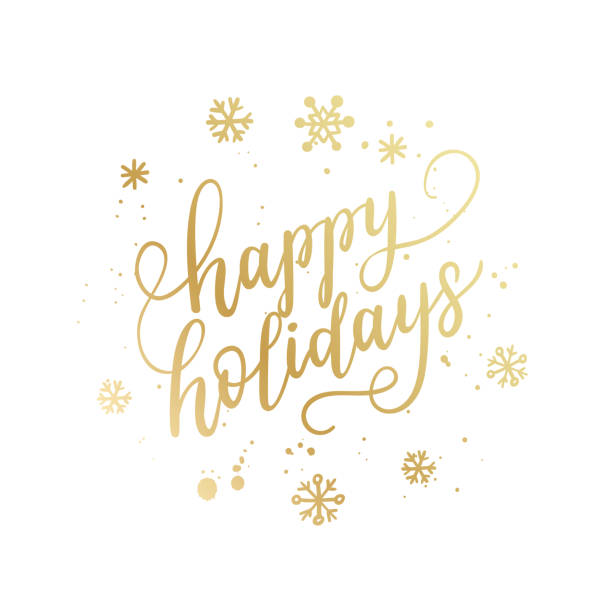 Happy holidays hand lettering calligraphy isolated on white background. Vector holiday illustration element. Golden eve inscription text Happy holidays hand lettering calligraphy isolated on white background. Vector holiday illustration element. Golden eve inscription text happy holidays stock illustrations