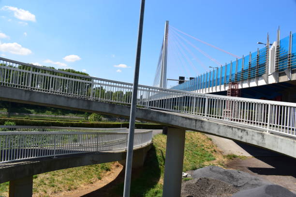 istock system of bridges around cable-stayed bridge across Rhine 1165368148