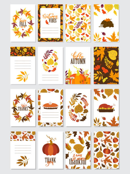 ilustrações, clipart, desenhos animados e ícones de jogo do dia do outono e da acção de graças dos cartões - autumn leaf thanksgiving falling