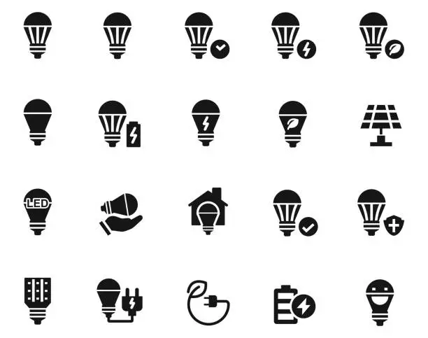 Vector illustration of LED light bulb icon set