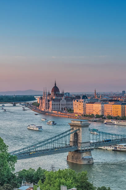 istock Panorama of Budapest at sunset. Hungarian landmarks 1165375635