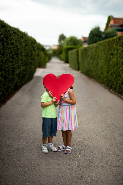 Two children with heart shape, Valentine's day