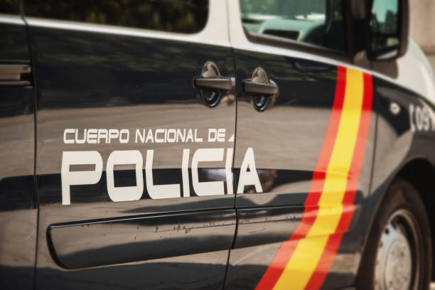 испанская полиция ван деталь - blue security system security staff land vehicle стоковые фото и изображения