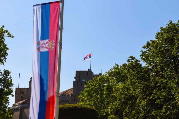 istock Serbian flags at Kalemegdan fortress 1165381284