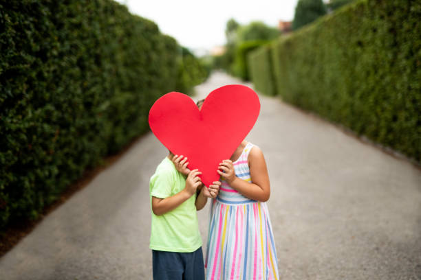 Two children with heart shape, Valentine's day