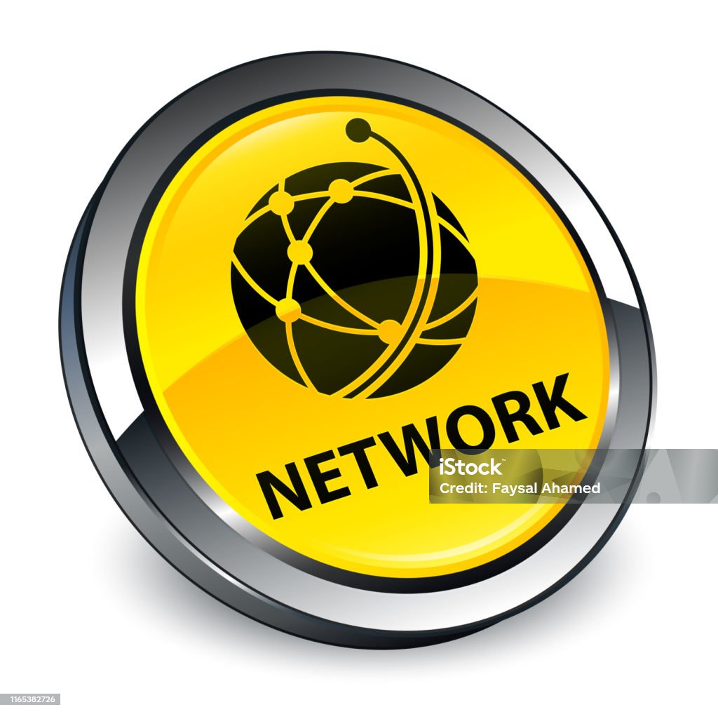 Round Button Network Display Network 3d Yellow Round Button Stock Illustration - Download Image Now ...
