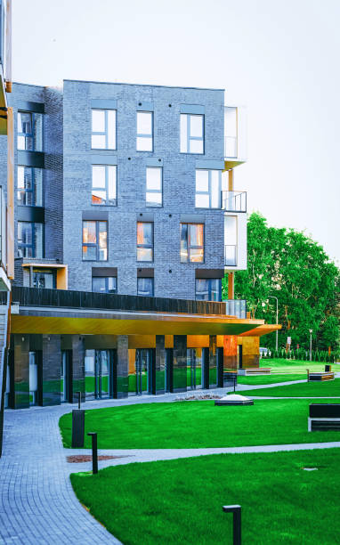 istock EU Modern residential apartment house building complex outdoor facilities 1165384664