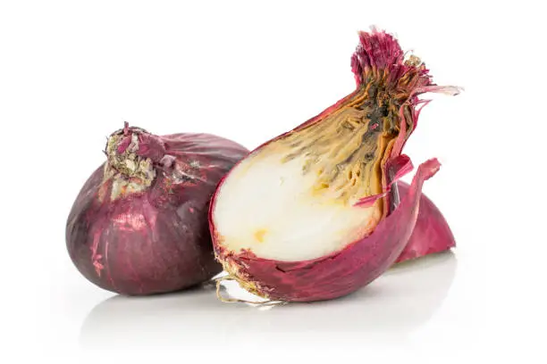 Photo of Stale red onion isolated on white