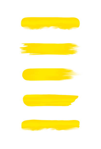 ilustrações de stock, clip art, desenhos animados e ícones de set of yellow stripe painted in watercolor isolated on white background, yellow water color brush strokes set, illustration paint brush soft in concept watercolor paint, colors acrylic water color - brush stroke blue abstract frame