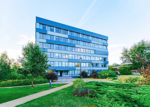 istock Corporate EU business office with street on background 1165391697