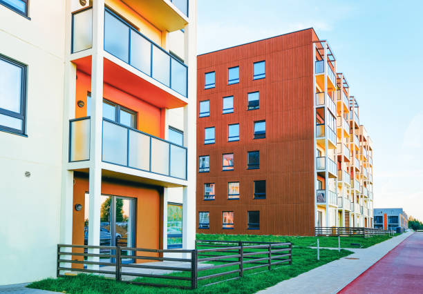 istock Apartment EU home residential building complex with gate 1165391904