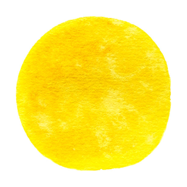 istock Vector round yellow watercolor paint texture isolated on white for Your design 1165393329