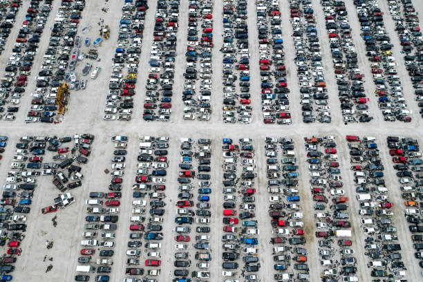 istock Aerial View of Car Junkyard 1165394826