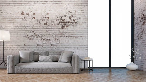 istock Elegant living room with sofa - ruined wall 1165398711