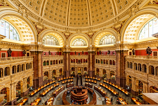 Sala de lectura Interior de la Biblioteca del Congreso, Washington DC, EE.UU. photo