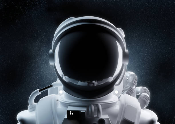 Close Up Of An Astronaut Helmet A close up image of an astronaut and helmet in outer space. 3D illustration. Helmet stock pictures, royalty-free photos & images