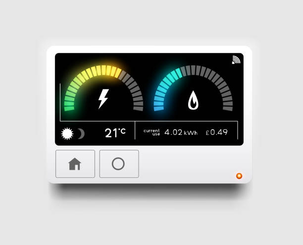 moderne energie zu hause smart meter - intelligenter zähler stock-grafiken, -clipart, -cartoons und -symbole