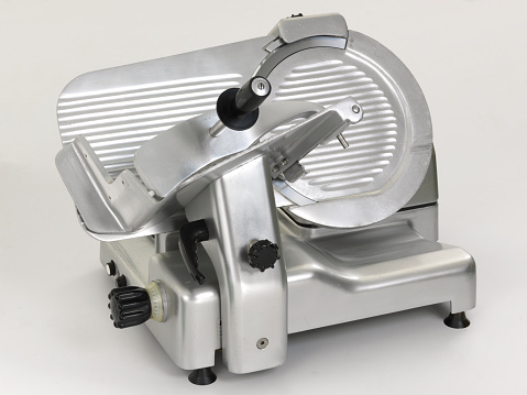 Commercial stainless steel food slicer.