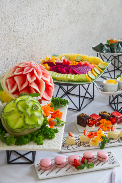 istock Beautifully decorated catering banquet table 1165417917